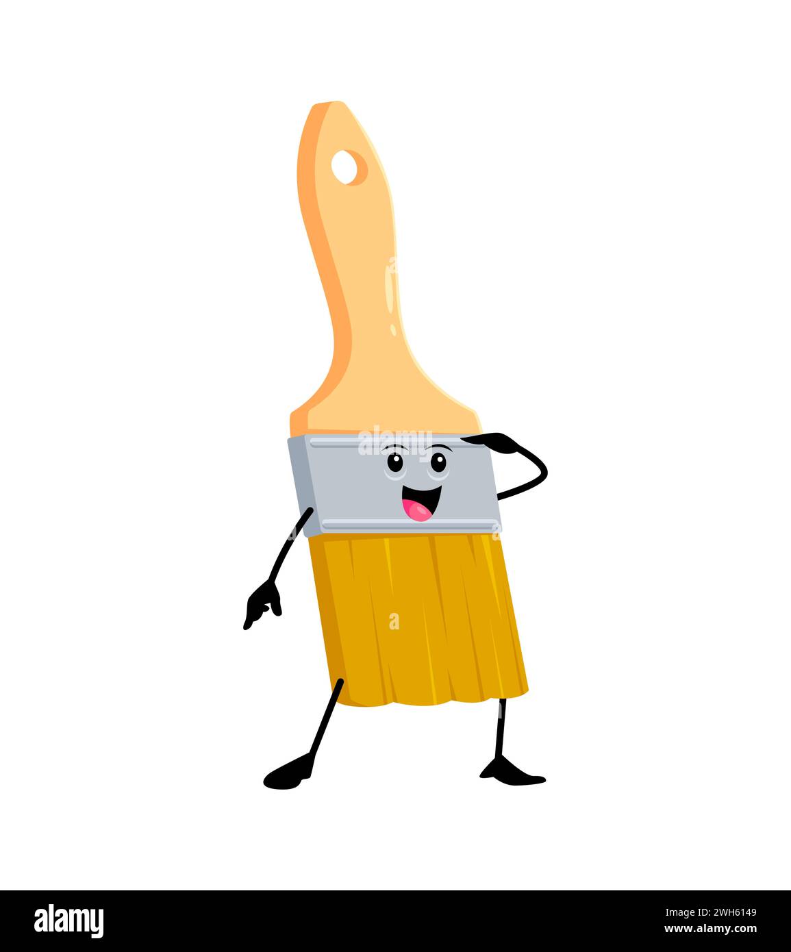 Cartoon funny paintbrush diy, building and repair tool character