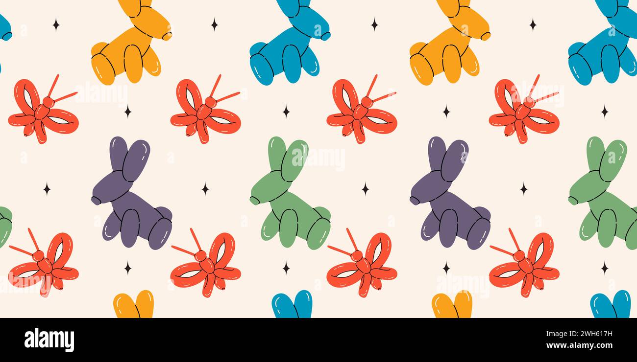 Seamless pattern with bunny balloons Stock Vector