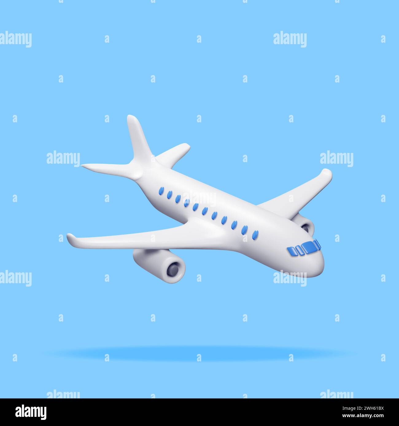 3D White Realistic Airplane Isolated on Blue Stock Vector Image & Art ...