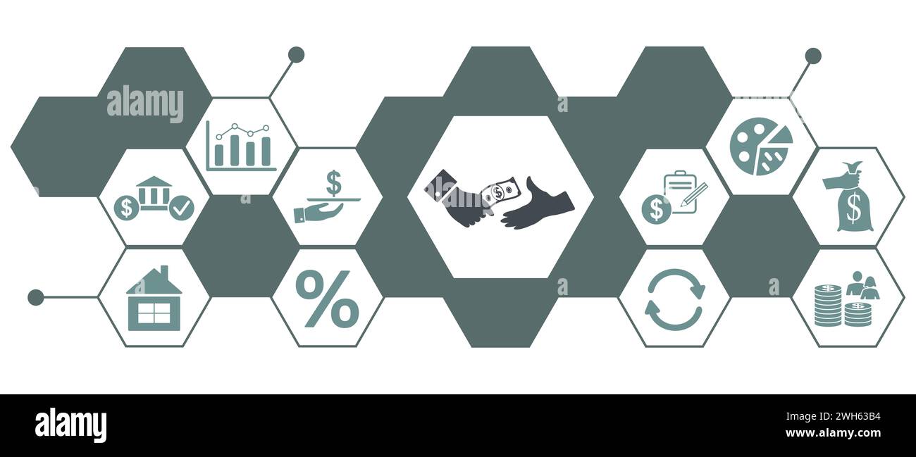 Concept of personal loan with connected icons Stock Photo