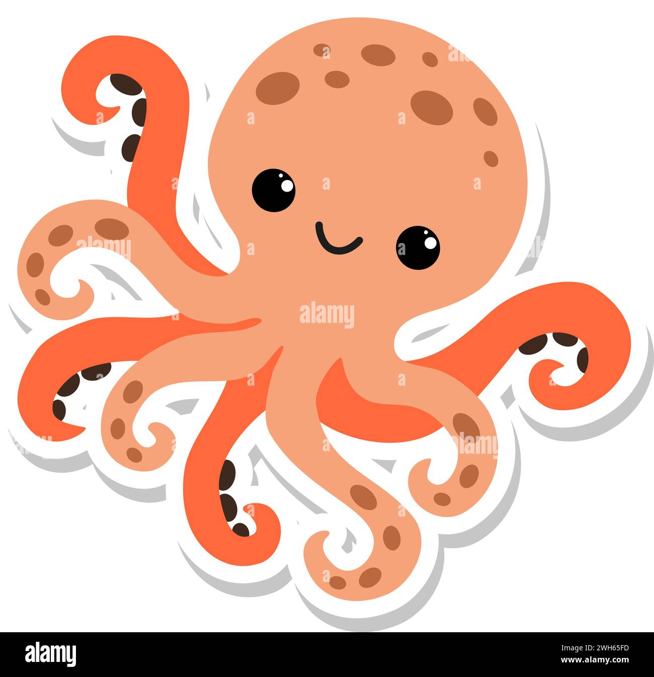 Cute cartoon octopus sticker design Stock Vector Image & Art - Alamy