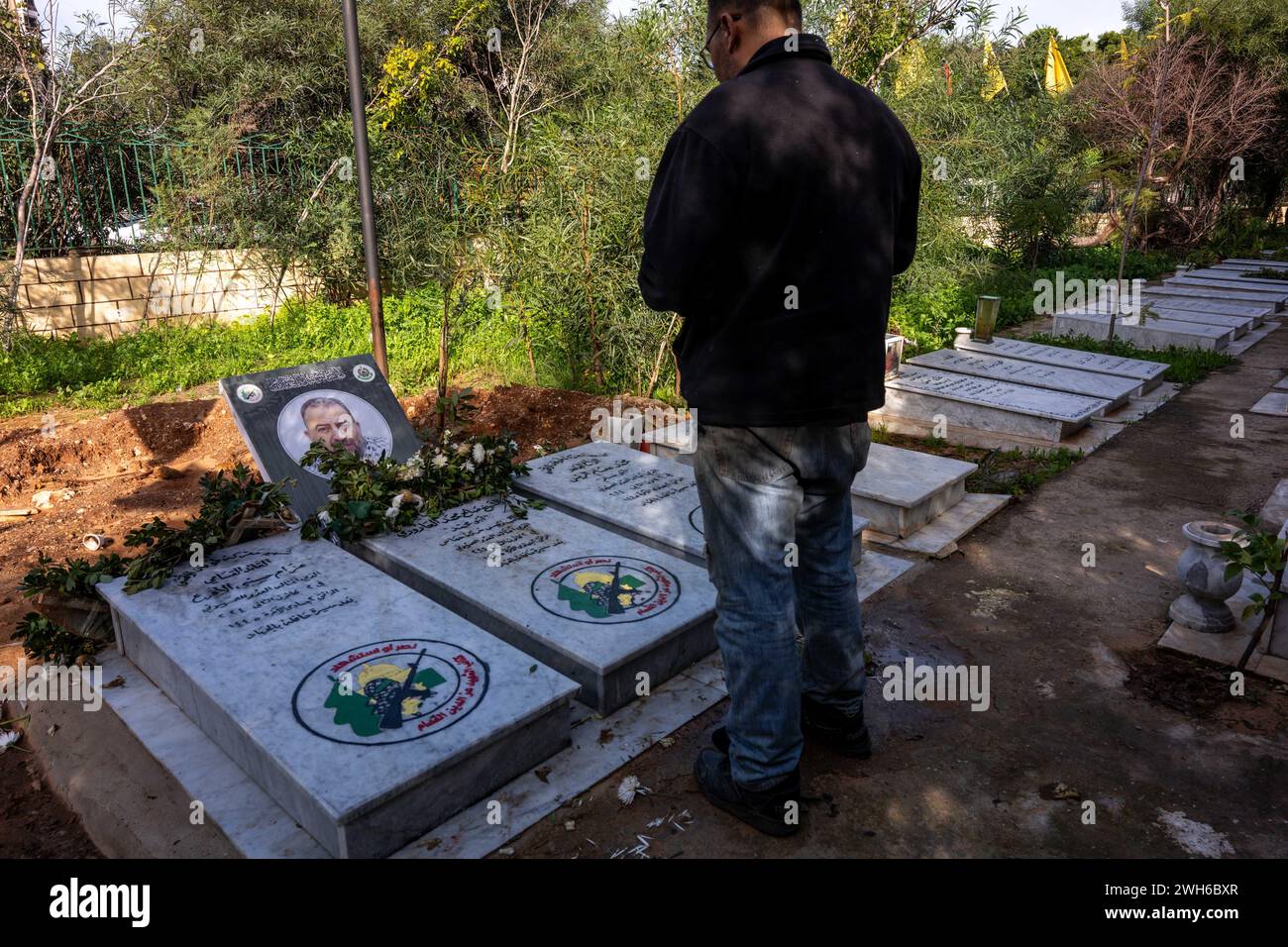 Beirut, Lebanon. 08th Feb, 2024. Grave of Hamas deputy leader Saleh al ...