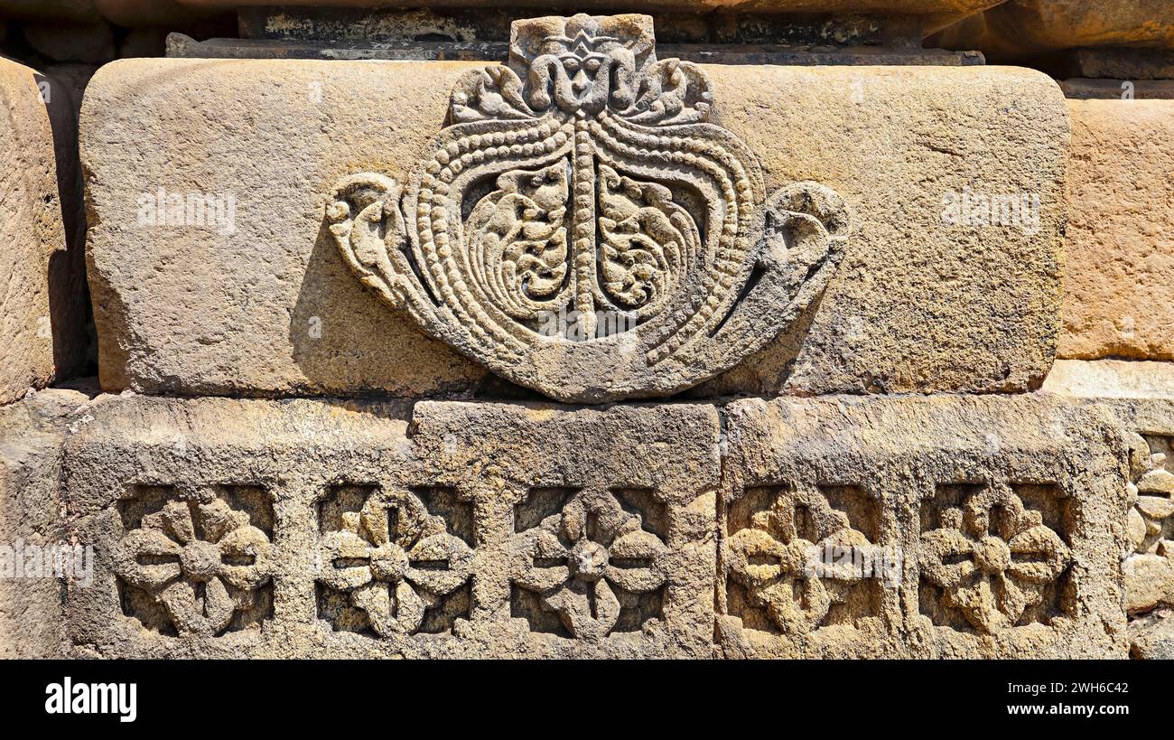 Stone Carvings of Lotus Flower Panel and Kirtimukha on the Mama Bhanje ...