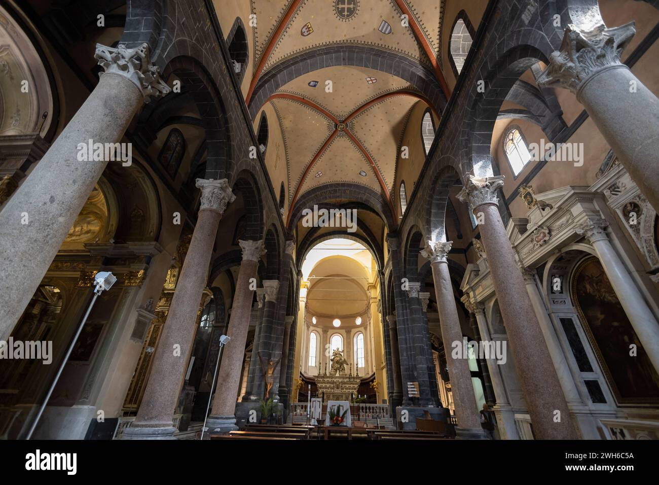 GENOA, ITALY, MAY 23, 2023 - Inner of Santa Maria di Castello of Genoa in the historic centre of Genoa, Italy Stock Photo