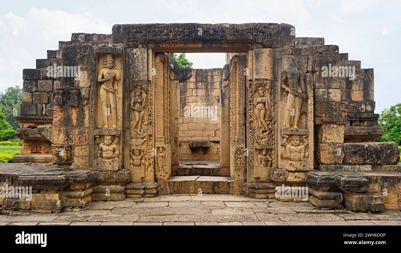 Front View of Bhima Kichak Temple, it Dated Around 6th-7th Century A.D, Malhar, Bilaspur, Chhattisgarh, India. Stock Photo