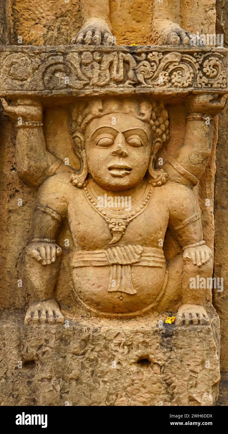 Carving of Kichak on the Bhima Kichak Temple, Malhar, Bilaspur, Chhattisgarh, India. Stock Photo