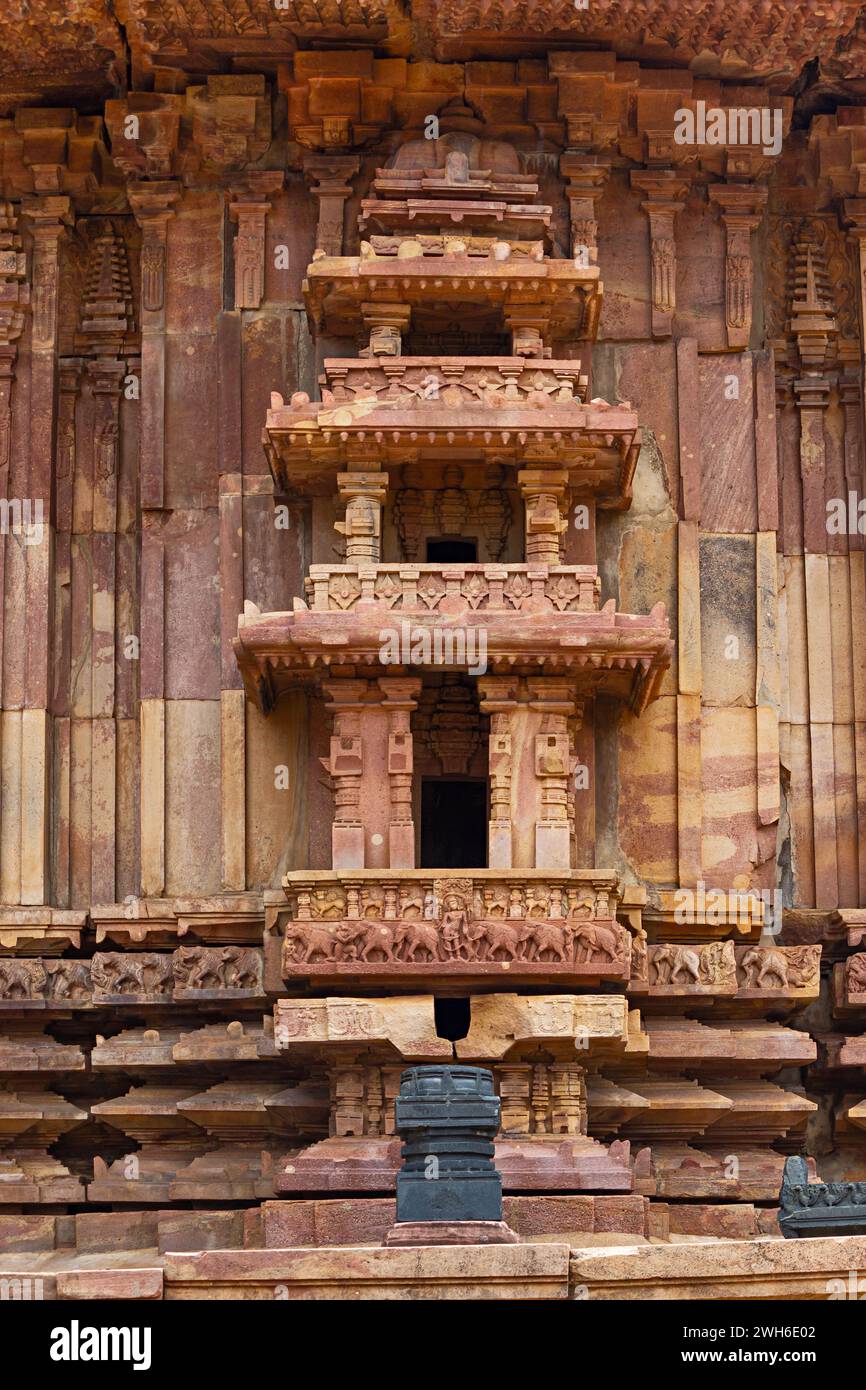 Beautiful Carvings and Pranala of Kakatiya Rudreshwara Temple or Ramappa Temple, Palampet, Warangal, Telangana, India. Stock Photo