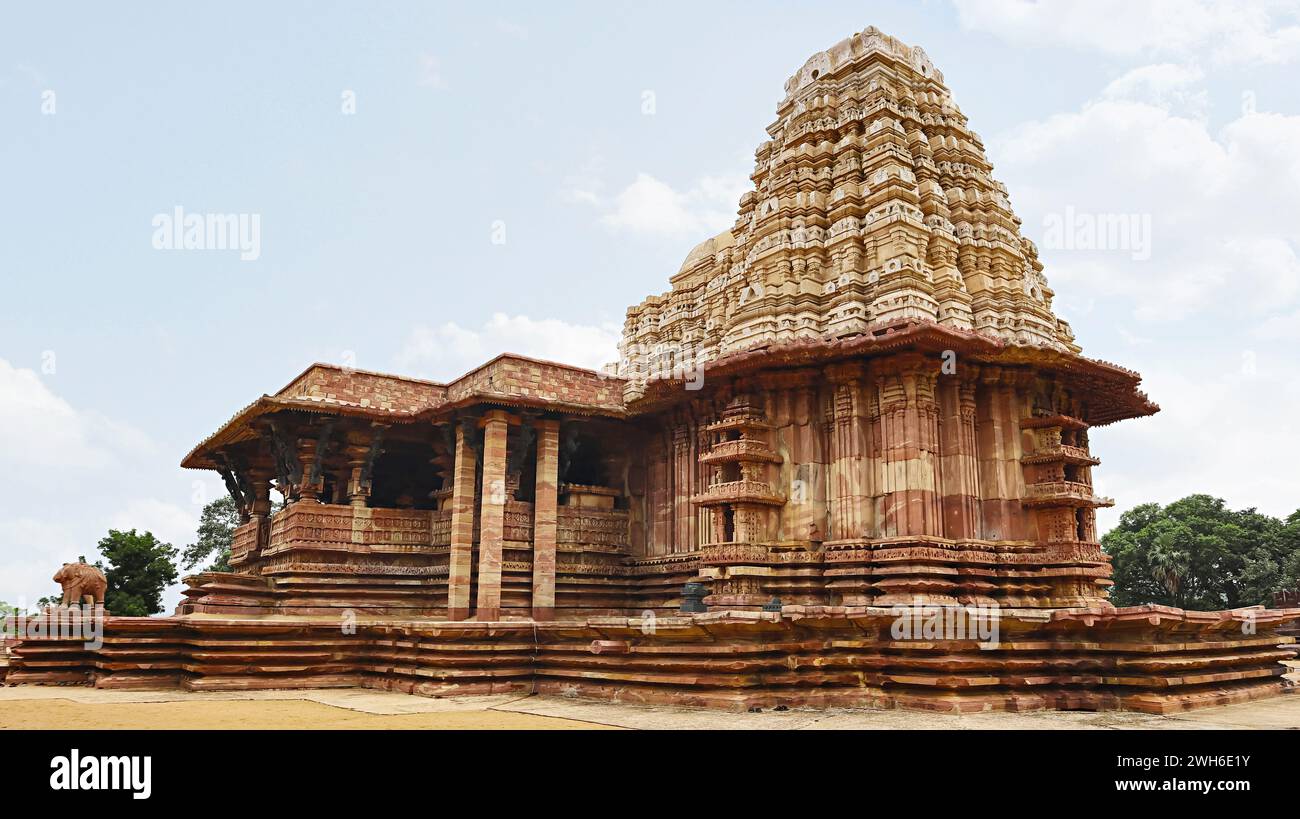 Side View of Kakatiya Rudreshwara Temple, Palampet, Warangal, Telangana, India. Stock Photo