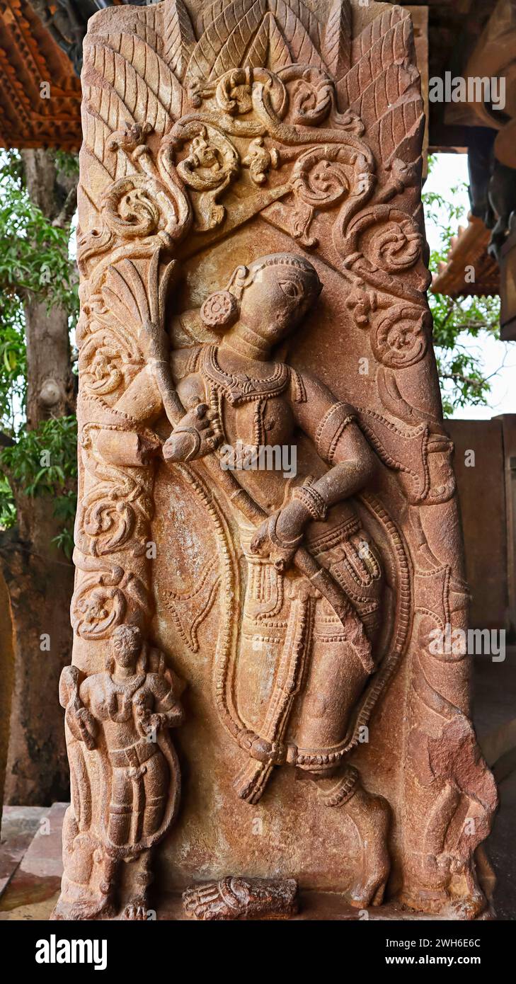 Carvings of Madanika on the Entrance of Kakatiya Rudreshwara Temple, Palampet, Warangal, Telangana, India. Stock Photo