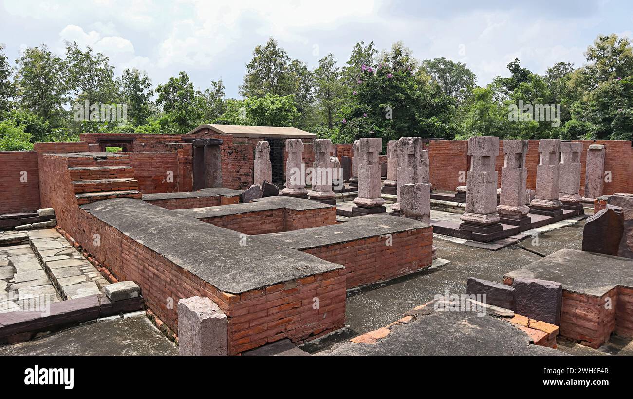 Ruins Inside the Anandprabhkuti Vihar, Sirpur, Mahasamund, Chhattisgarh, India. Stock Photo