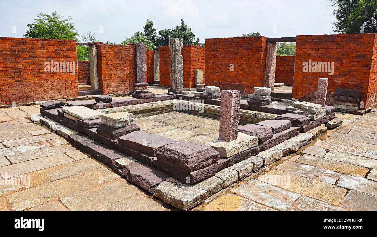 Inside Ruins of Swastik Vihara, Sirpur, Mahasamund, Chhattisgarh, India. Stock Photo