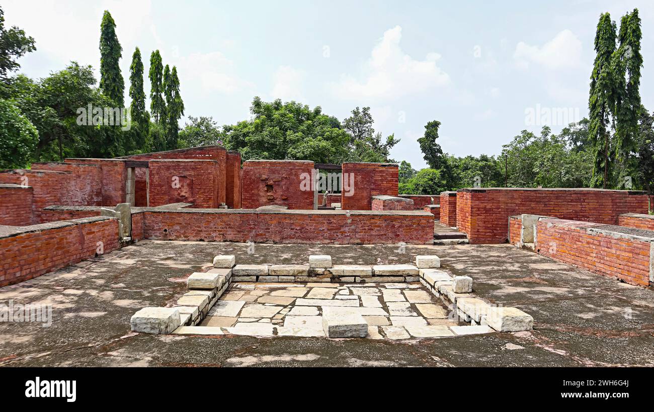 Inside Ruins of Swastik Vihara, Sirpur, Mahasamund, Chhattisgarh, India. Stock Photo