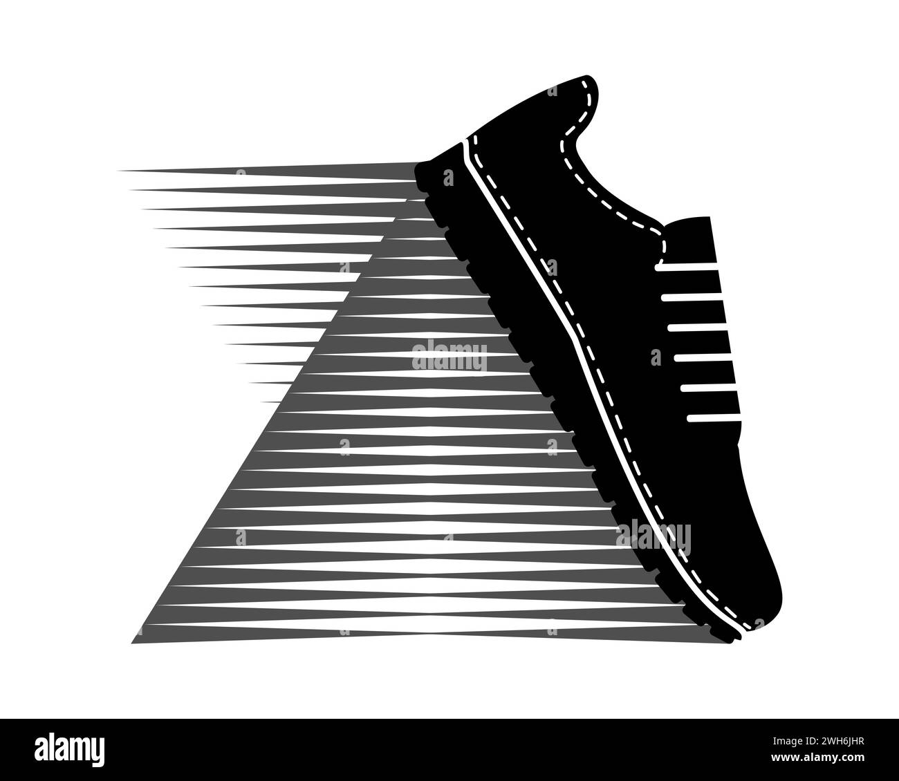 Sneaker logo. Sport shoe for running. Black and white silhouette. Sport