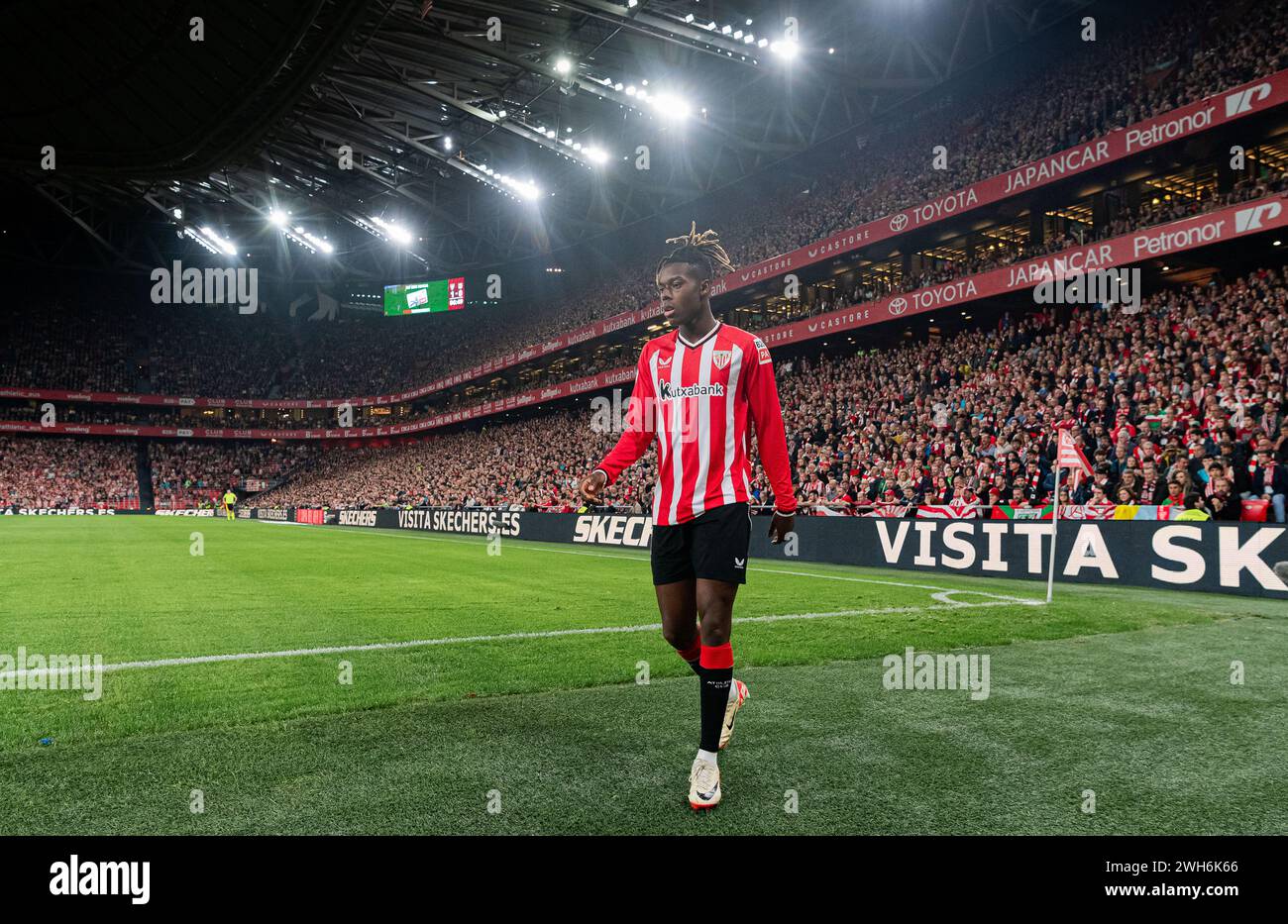 #11 Nico Williams of Athletic Club during the Copa del Rey Quarter Final match between Athletic Club and FC Barcelona at San Mames Stadium on January 24, 2024 in Bilbao, Spain. Photo by Victor Fraile / Power Sport Images Stock Photo