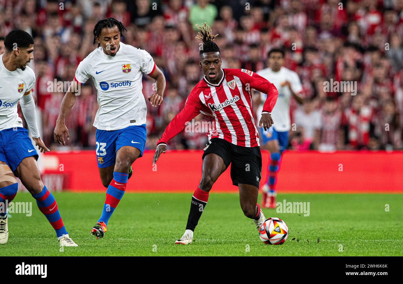 #11 Nico Williams of Athletic Club during the Copa del Rey Quarter Final match between Athletic Club and FC Barcelona at San Mames Stadium on January 24, 2024 in Bilbao, Spain. Photo by Victor Fraile / Power Sport Images Stock Photo