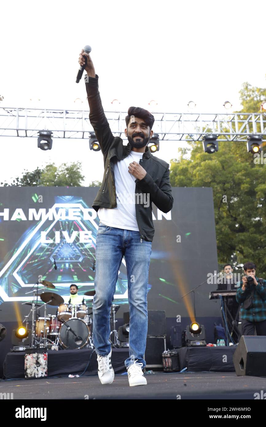 New Delhi, India. 08th Feb, 2024. NEW DELHI, INDIA -FEBRUARY 2: Bollywood playback singer Mohammed Irfan performs during DU's fest - Symphony '24 at Janki Devi Memorial College, on February 2, 2024 in New Delhi, India. (Photo by Shantanu Bhattacharya/Hindustan Times/Sipa USA ) Credit: Sipa USA/Alamy Live News Stock Photo