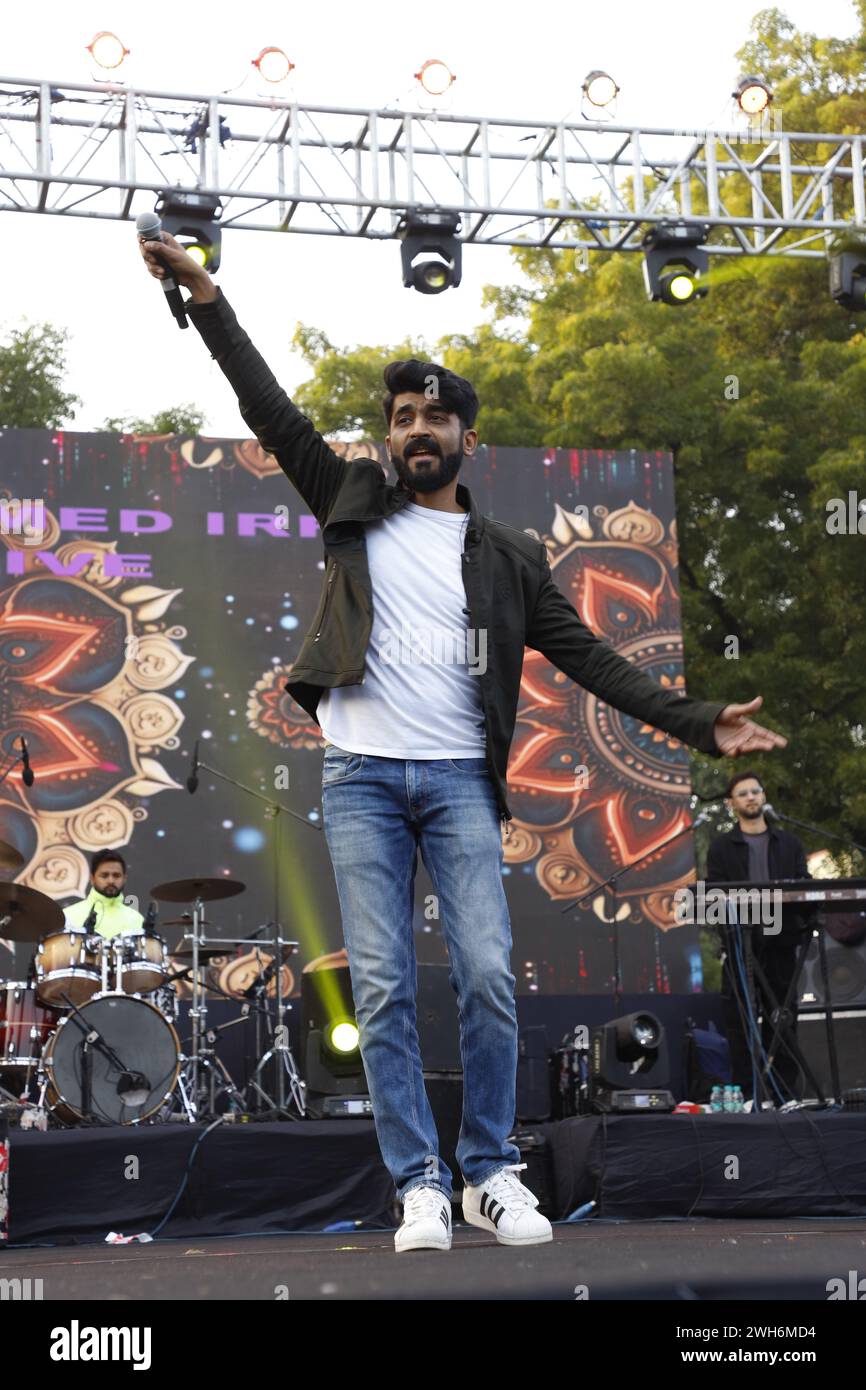 New Delhi, India. 08th Feb, 2024. NEW DELHI, INDIA -FEBRUARY 2: Bollywood playback singer Mohammed Irfan performs during DU's fest - Symphony '24 at Janki Devi Memorial College, on February 2, 2024 in New Delhi, India. (Photo by Shantanu Bhattacharya/Hindustan Times/Sipa USA ) Credit: Sipa USA/Alamy Live News Stock Photo