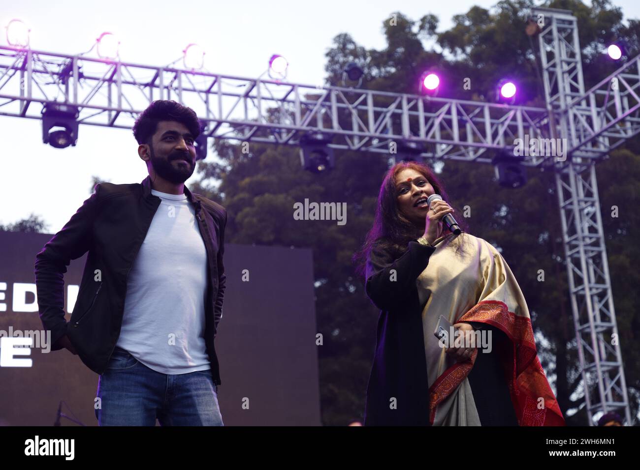 NEW DELHI, INDIA -FEBRUARY 2: Bollywood playback singer Mohammed Irfan performs during DU's fest - Symphony ’24 at Janki Devi Memorial College, on February 2, 2024 in New Delhi, India. (Photo by Shantanu Bhattacharya/Hindustan Times/Sipa USA ) Stock Photo