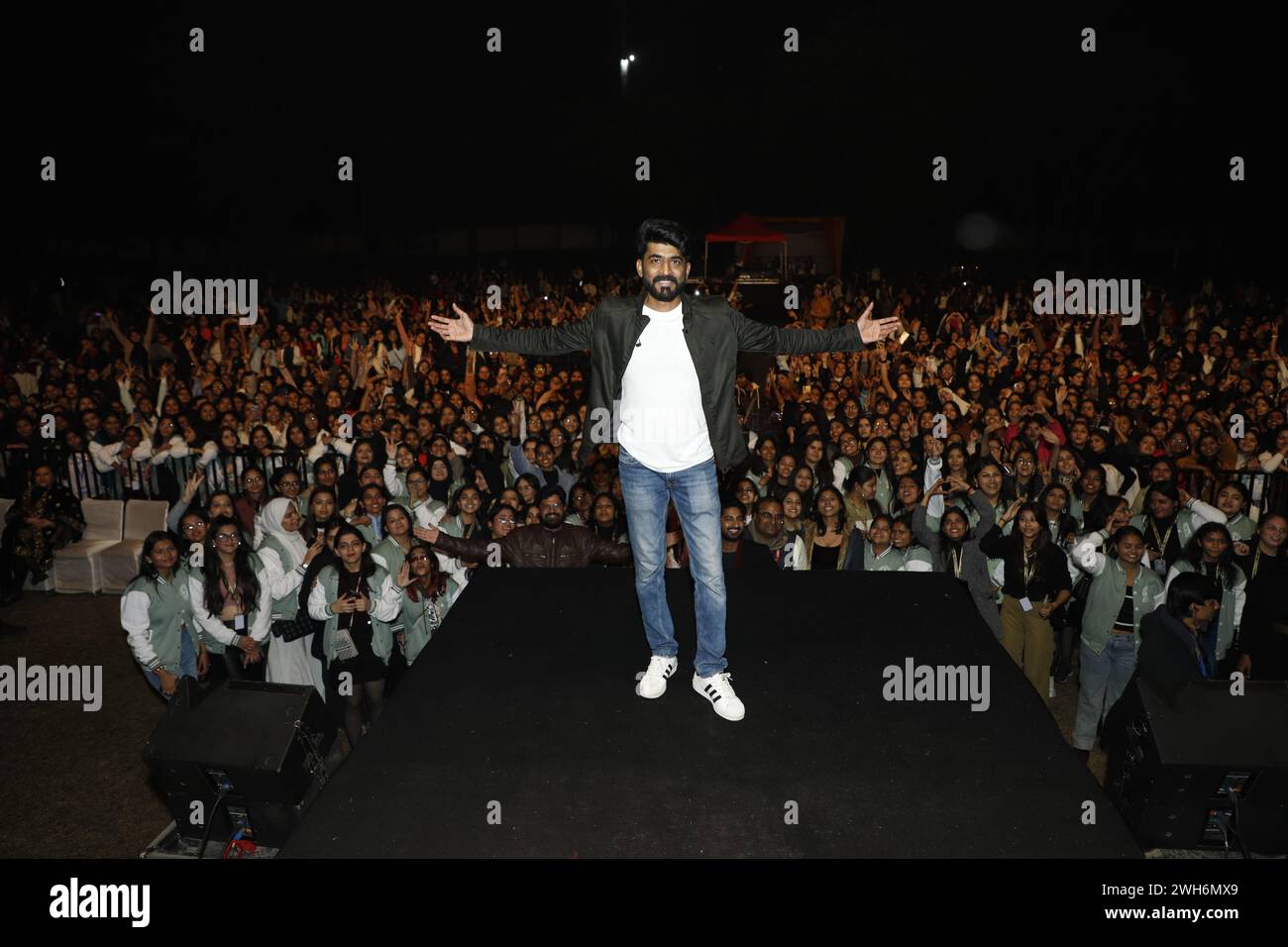 NEW DELHI, INDIA -FEBRUARY 2: Bollywood playback singer Mohammed Irfan performs during DU's fest - Symphony ’24 at Janki Devi Memorial College, on February 2, 2024 in New Delhi, India. (Photo by Shantanu Bhattacharya/Hindustan Times/Sipa USA ) Stock Photo