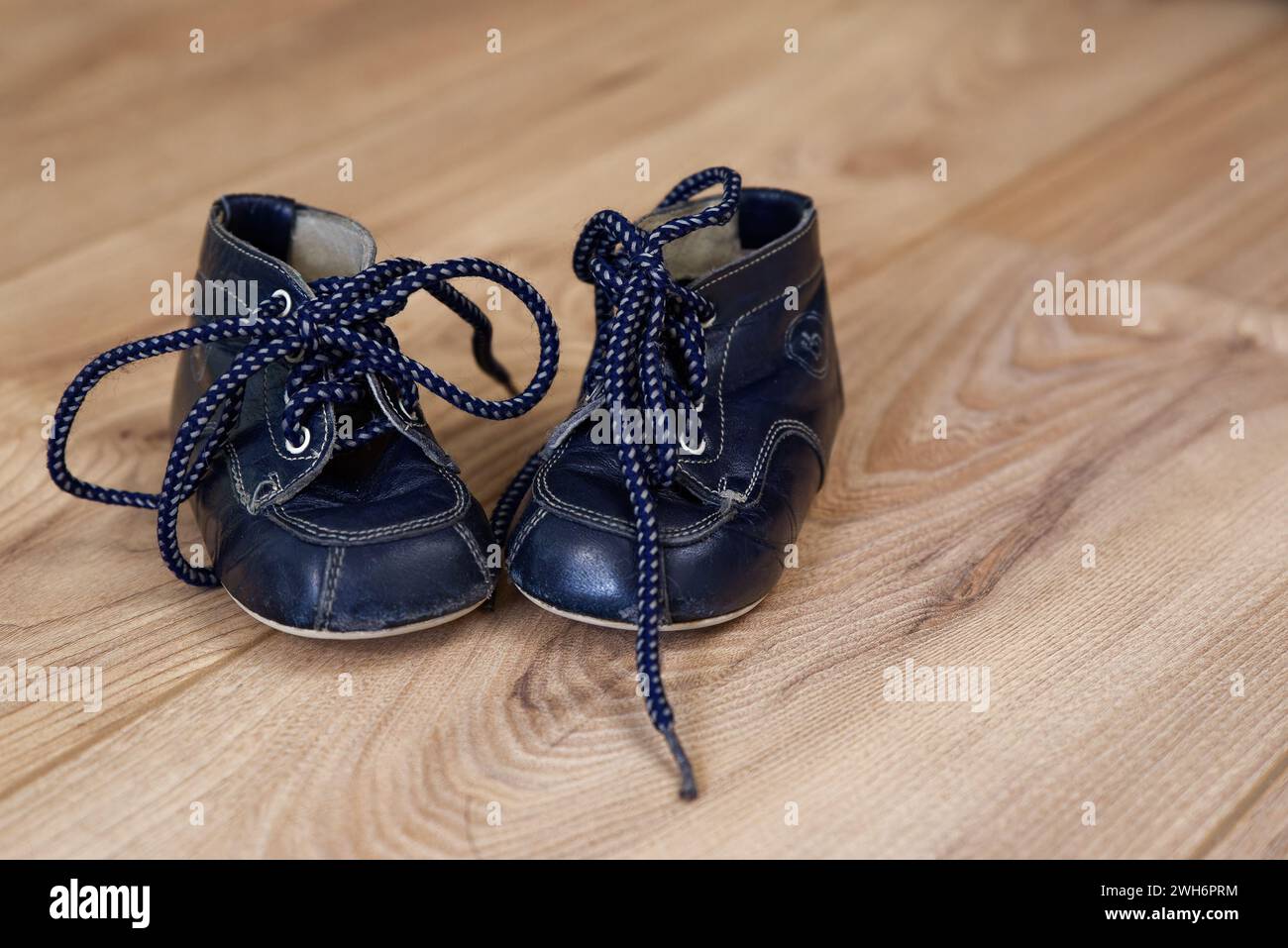 Navy blue vinage baby shoe Stock Photo
