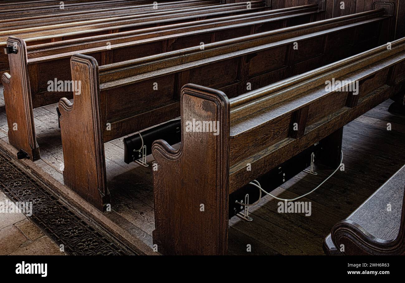 Church pews. Stock Photo