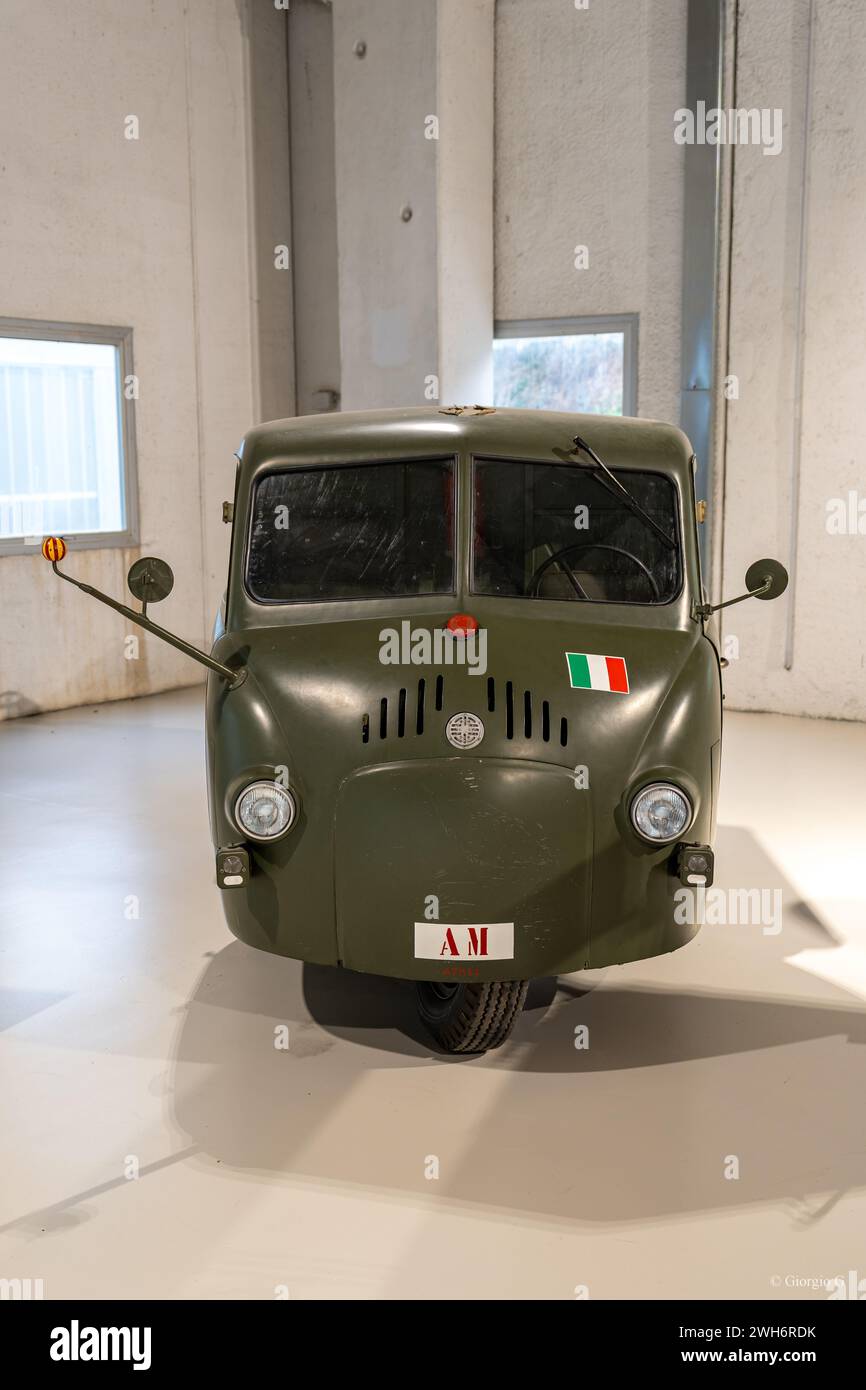Close-up on vintage model of italian military vehicle Stock Photo