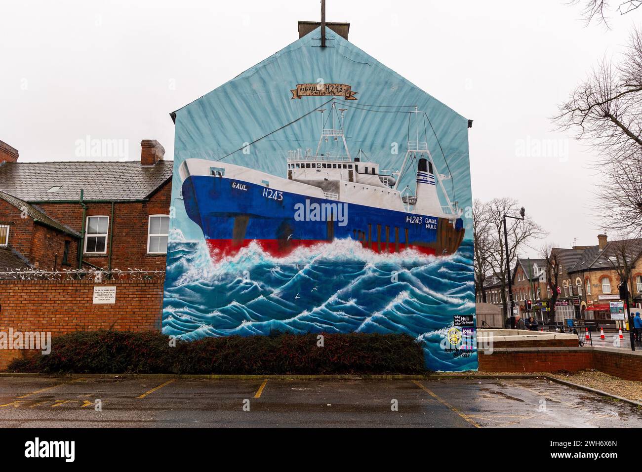 Hull, UK, 08 February 2024, memorial to the sinking of Hull trawler the