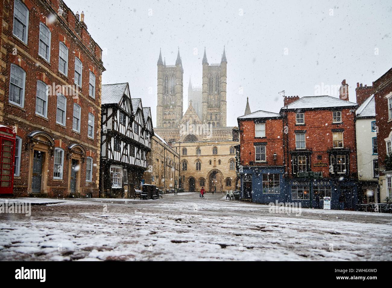 8th February 2024. Lincoln Cathedral in the snow 8 Feb 2024 Credit Phil Crow/Alamy Live News
