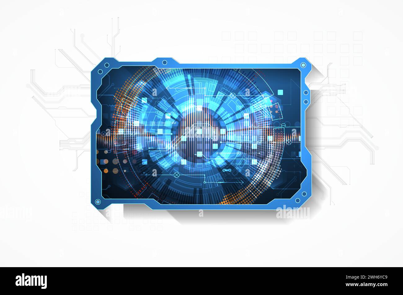 Technological abstract picture on a white background. Hand drawn vector. Stock Vector