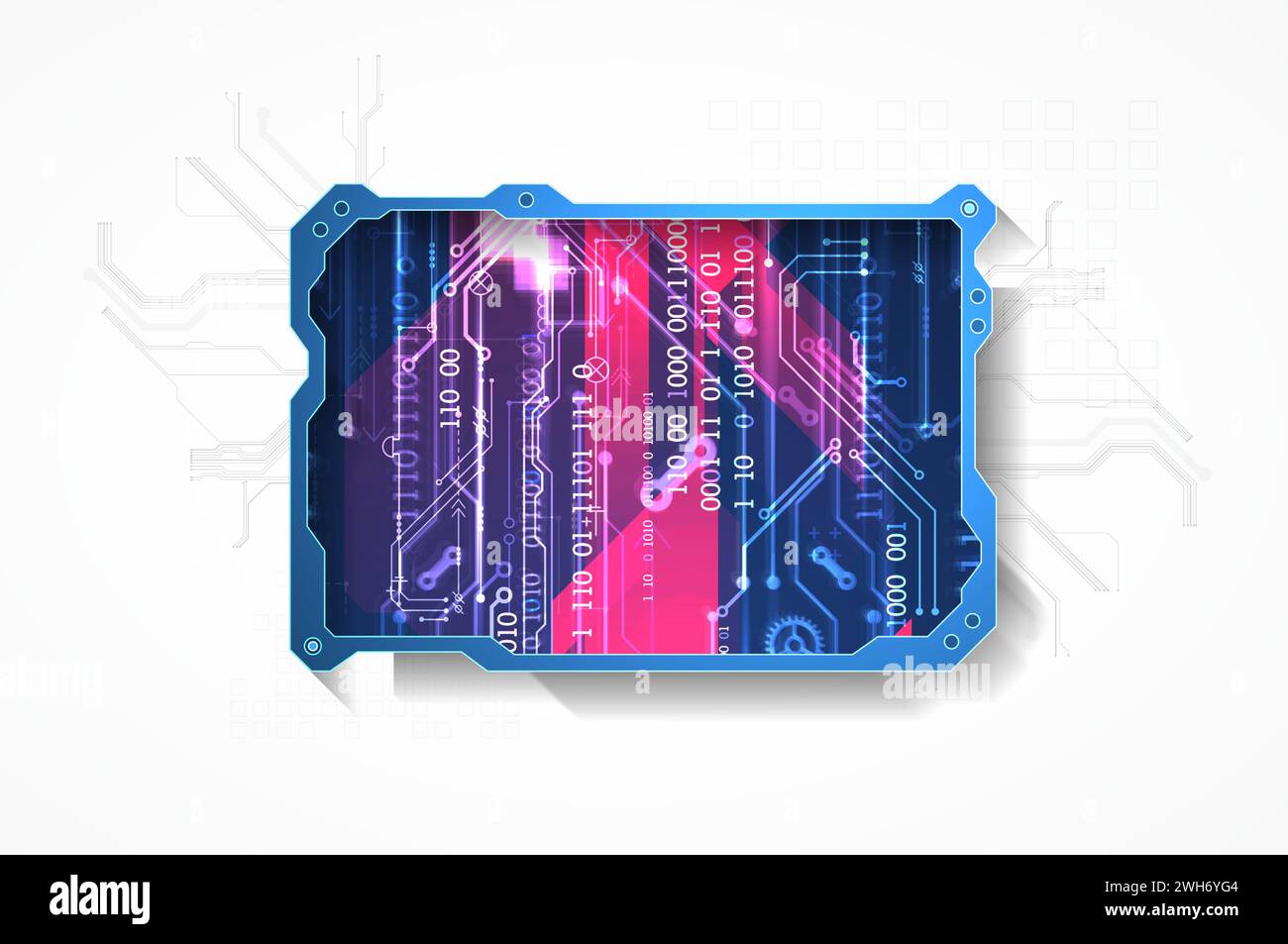 Technological abstract picture on a white background. Hand drawn vector. Stock Vector