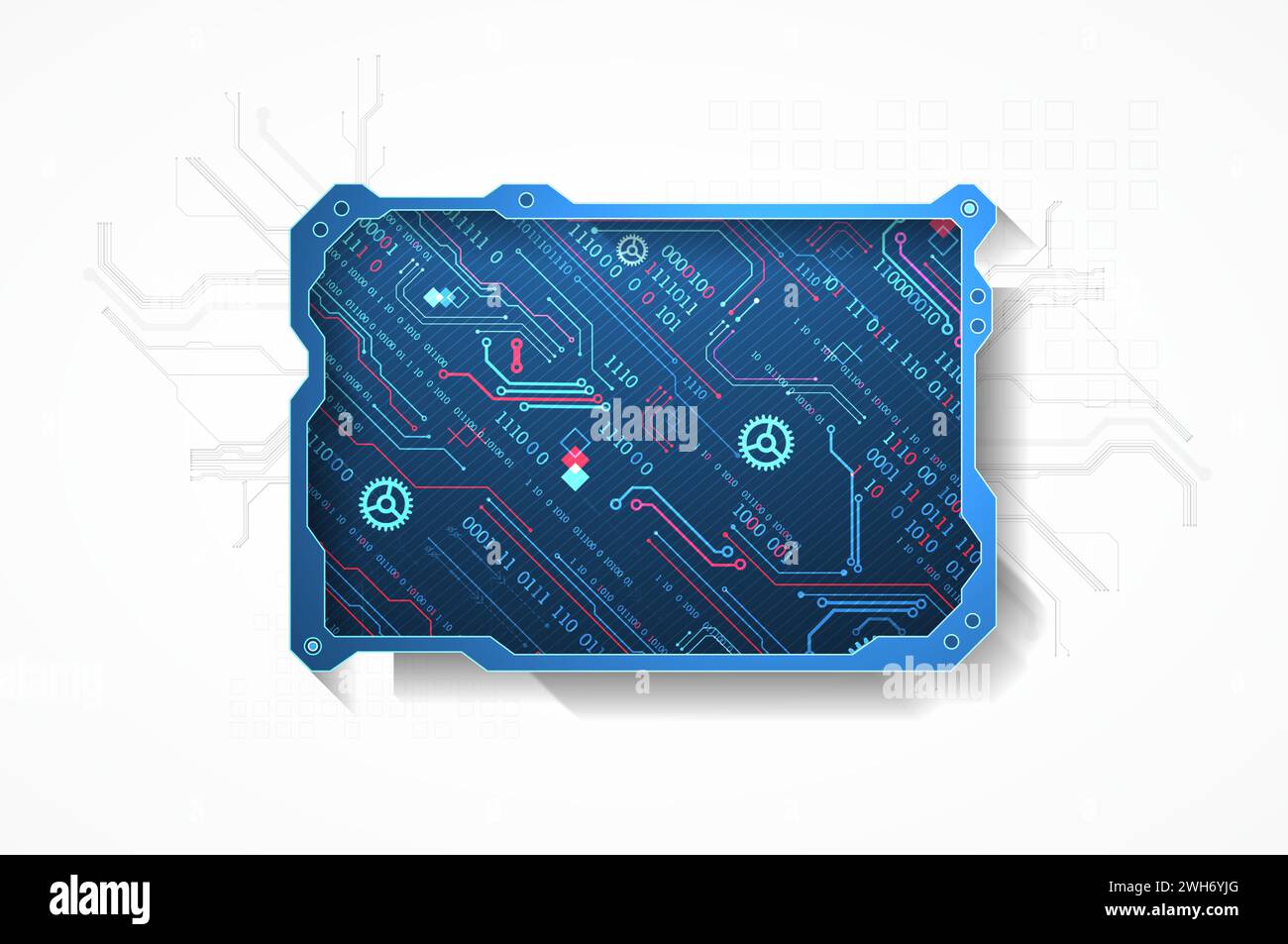 Technological abstract picture on a white background. Hand drawn vector. Stock Vector