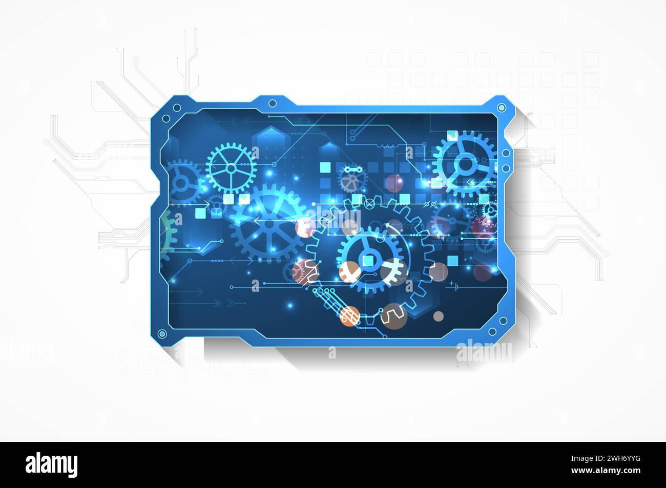 Technological abstract picture on a white background. Hand drawn vector. Stock Vector