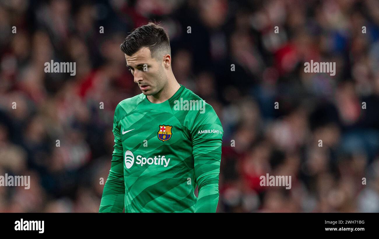 Goalkeeper #13 Inaki Pena of FC Barcelona during the Copa del Rey Quarter Final match between Athletic Club and FC Barcelona at San Mames Stadium on January 24, 2024 in Bilbao, Spain. Photo by Victor Fraile / Power Sport Images Stock Photo