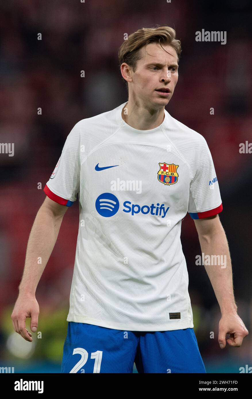 #21 Frenkie de Jong of FC Barcelona during the Copa del Rey Quarter Final match between Athletic Club and FC Barcelona at San Mames Stadium on January 24, 2024 in Bilbao, Spain. Photo by Victor Fraile / Power Sport Images Stock Photo