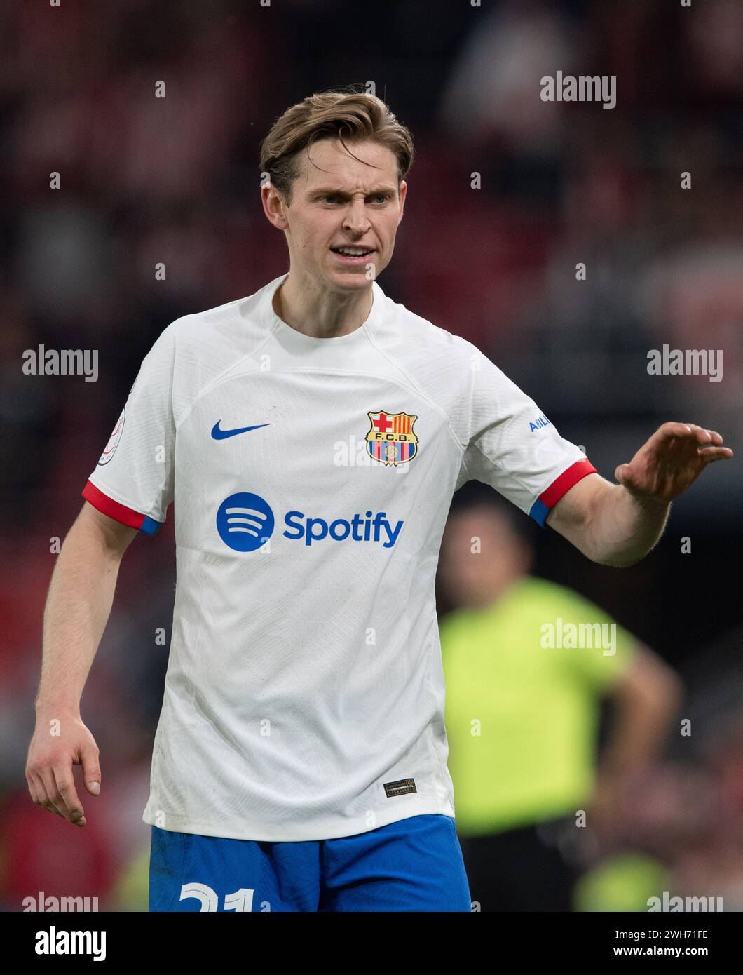 #21 Frenkie de Jong of FC Barcelona during the Copa del Rey Quarter Final match between Athletic Club and FC Barcelona at San Mames Stadium on January 24, 2024 in Bilbao, Spain. Photo by Victor Fraile / Power Sport Images Stock Photo
