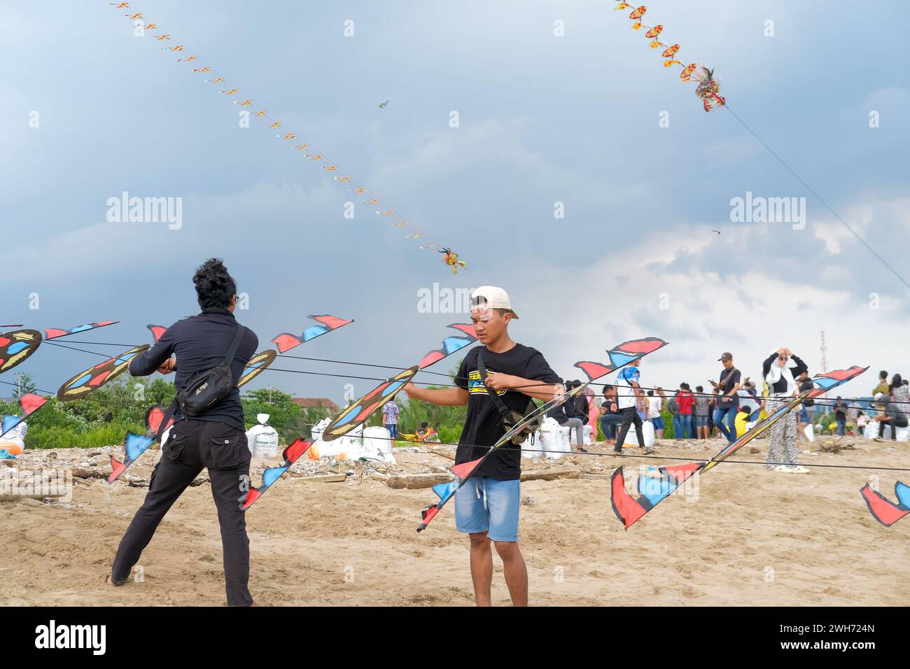 Lampung, Indonesia-10 September 2022: Annual Traditional Kite Festival, Creative Kite Competition, Tourist Attraction Stock Photo