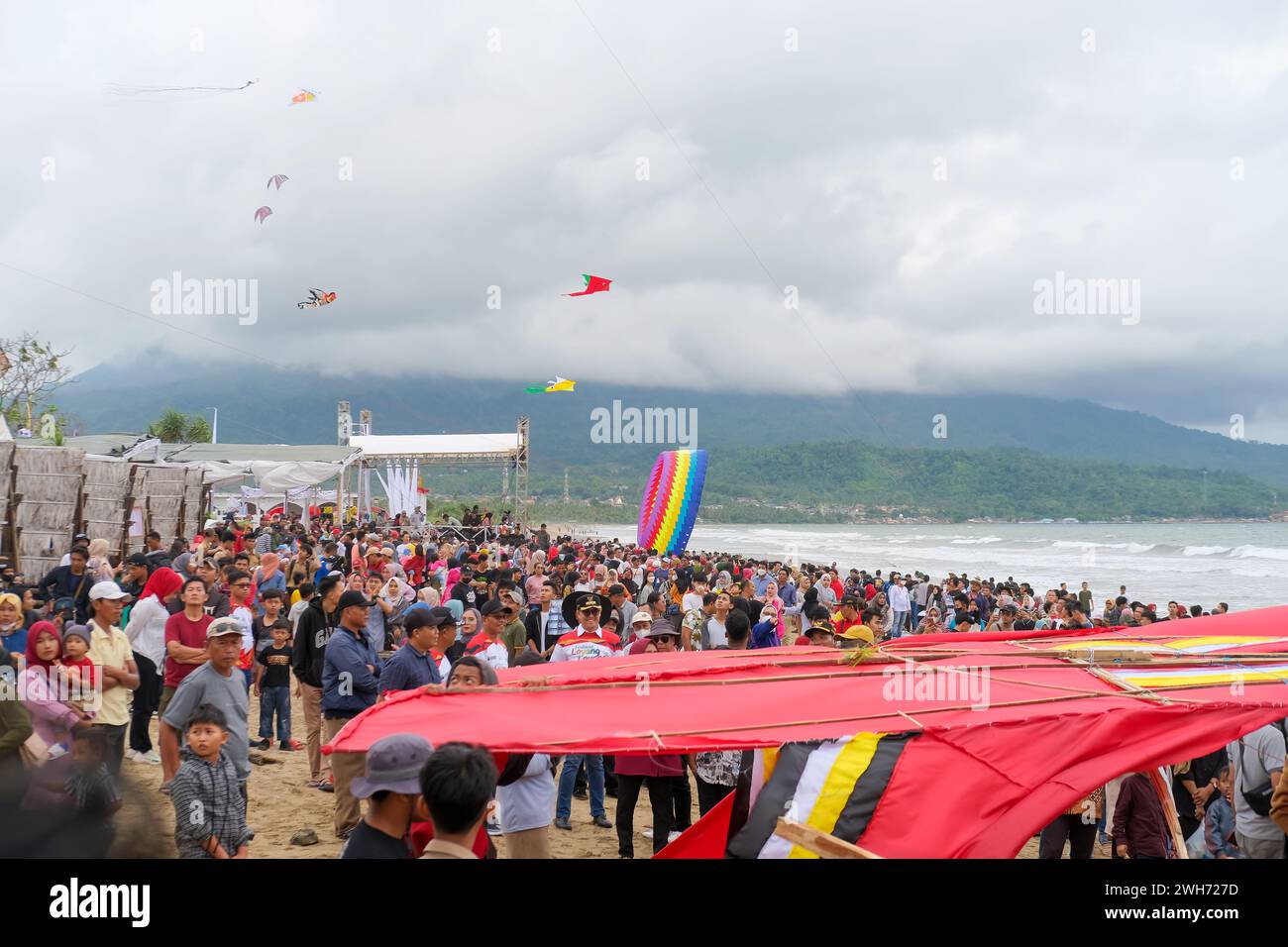 Lampung, Indonesia-10 September 2022: Annual Traditional Kite Festival, Creative Kite Competition, Tourist Attraction Stock Photo