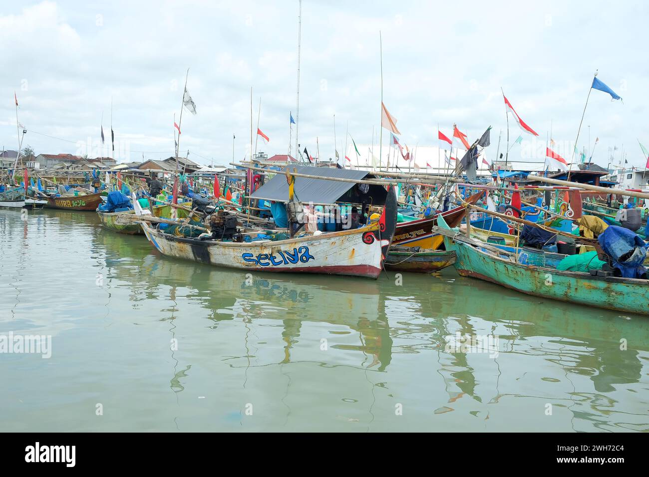 Lampung, Indonesia, 07 October 2022 Fishing boat on the beach, this