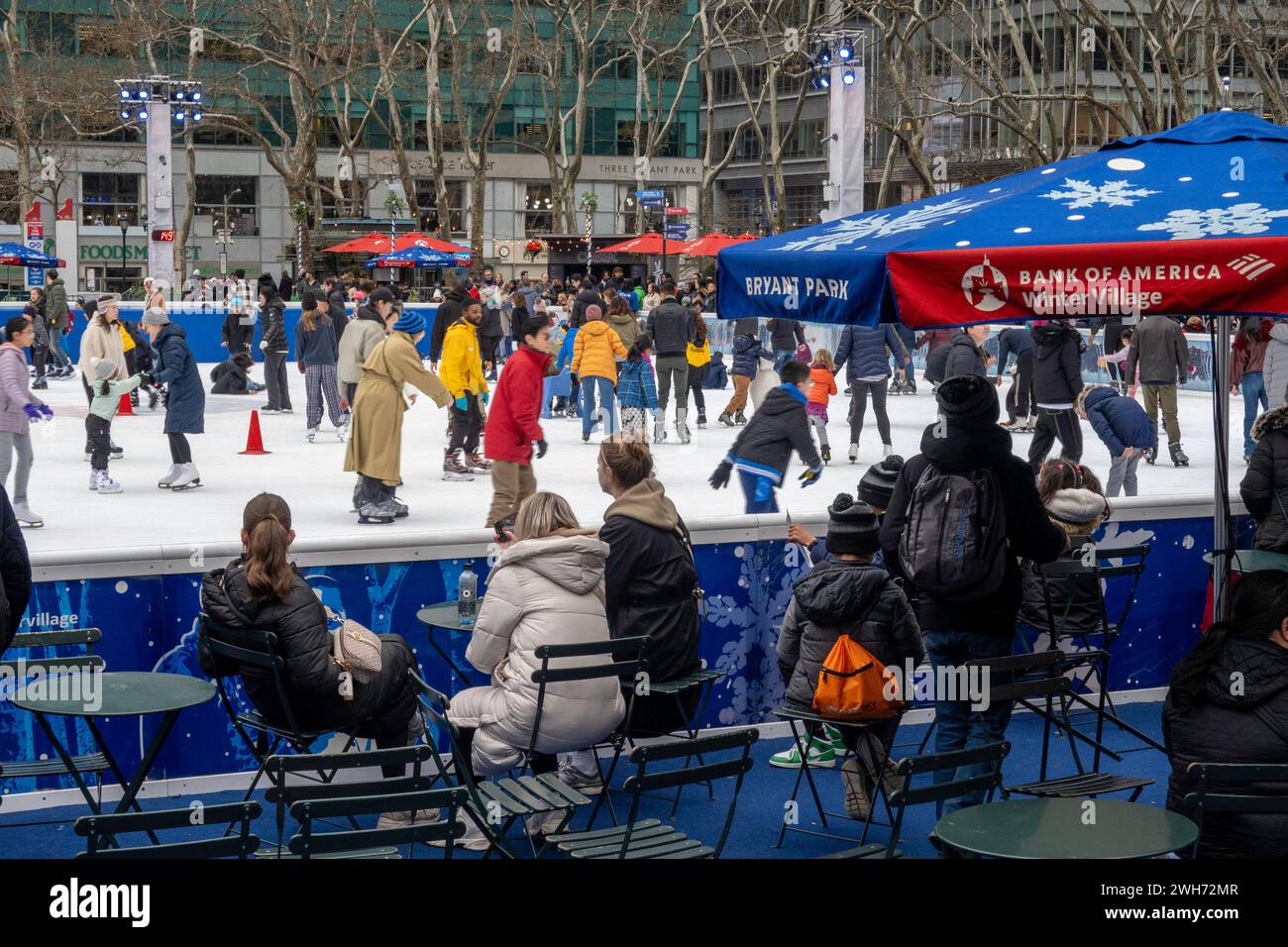 Bryant Park Winter Village has a popular ice skating rink, New York City, USA 2024 Stock Photo