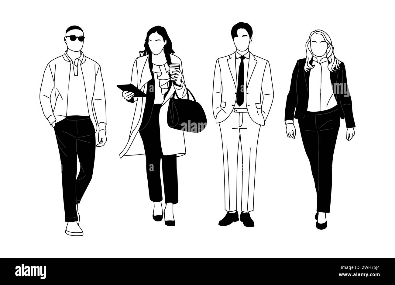 Business Team Members Standing Vector On White Stock Vector Image Art 
