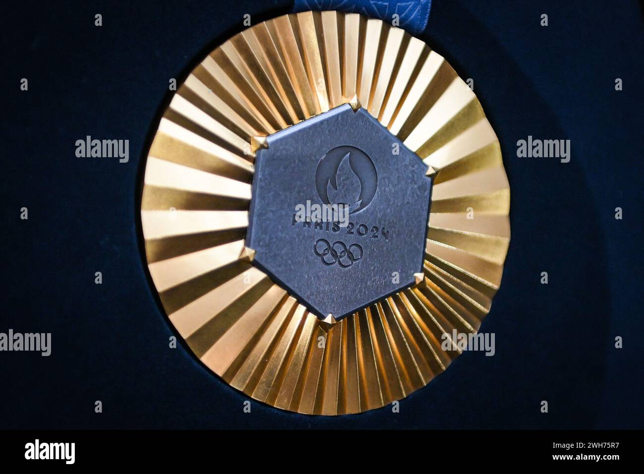 Saint Denis, France. 08th Feb, 2024. Illustration of the Gold Medal of