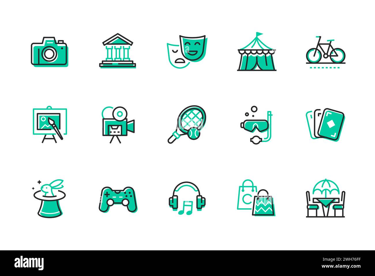 Entertainment and hobbies - set of line design style icons Stock Vector ...