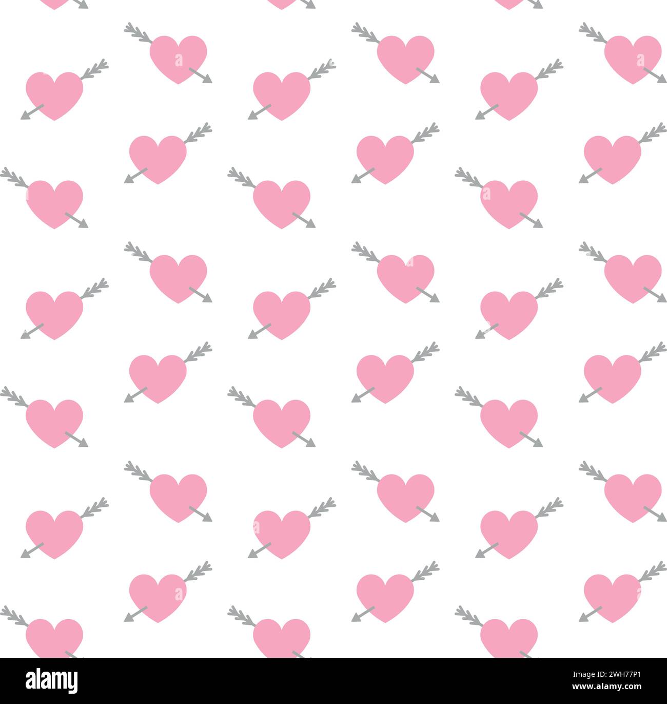 Vector seamless pattern of pink heart with arrow Stock Vector Image ...