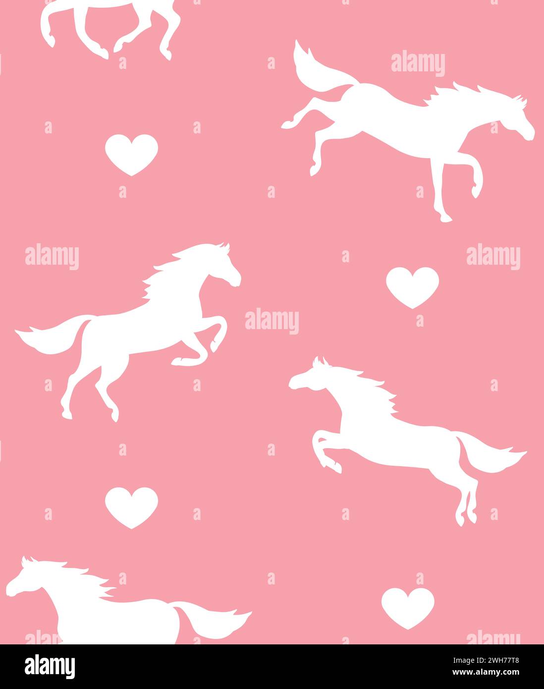 Vector seamless pattern of horses and hearts Stock Vector