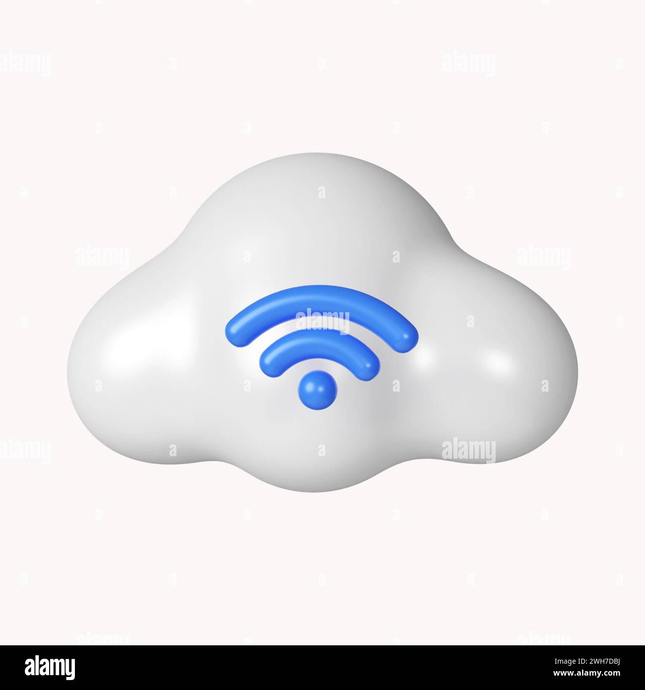 3d cloud wireless. Wireless network and connection cloud. icon isolated on white background. 3d rendering illustration. Clipping path. Stock Photo