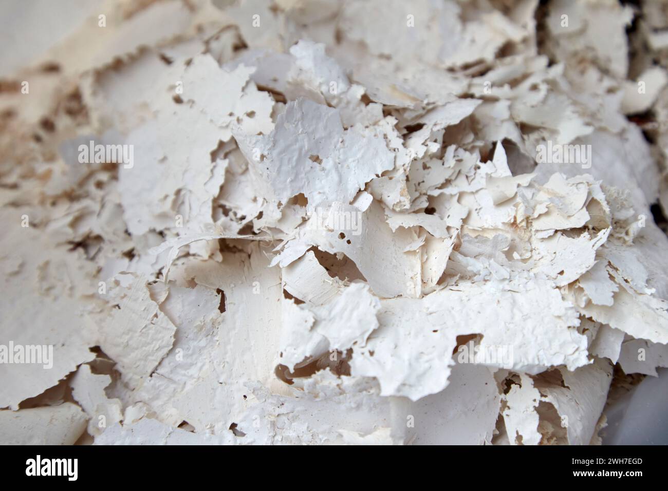 stripped paint shavings from a painted wall in the uk Stock Photo