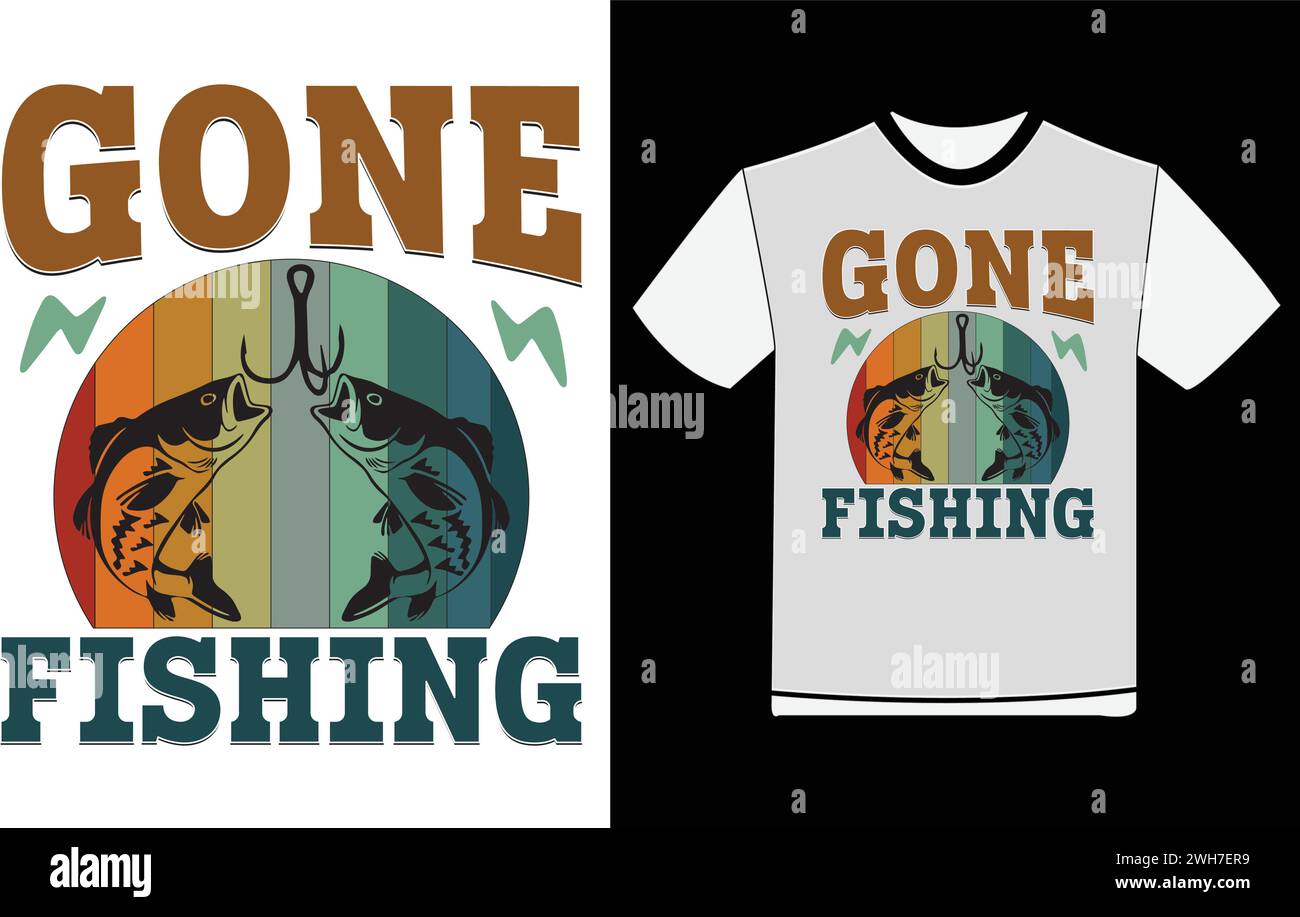 Gone Fishing T-shirt Designs Stock Vector
