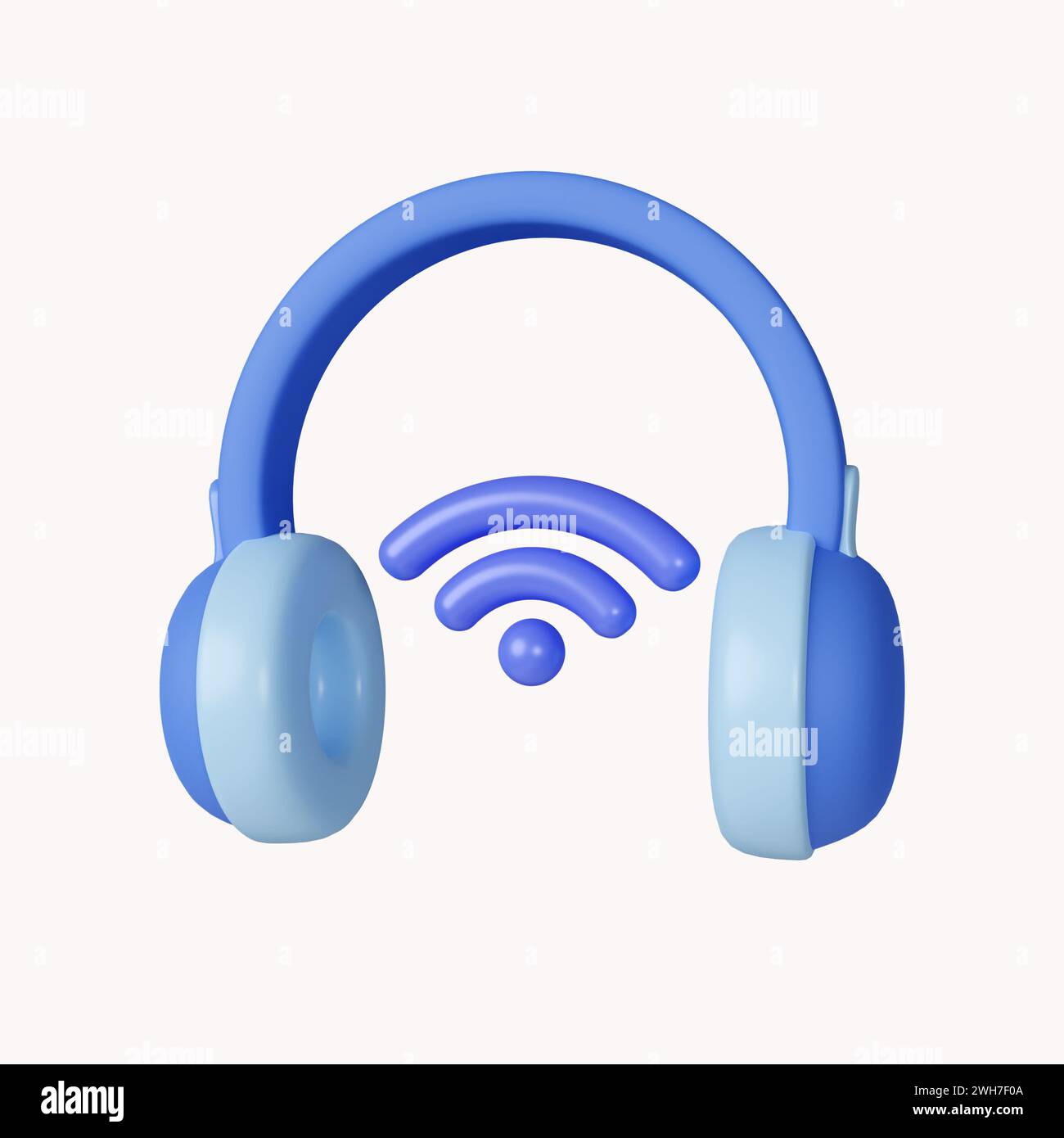 3d Smart headphones system. Internet of things concept with wireless connection. icon isolated on white background. 3d rendering illustration Stock Photo