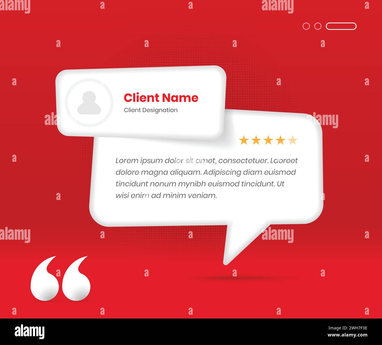 Minimalistic client review and feedback template with abstract bubble shape Stock Vector