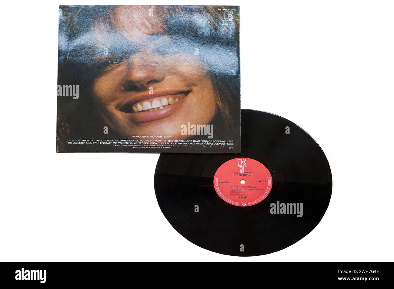 Carly Simon No Secrets vinyl record album LP cover isolated on white background - 1972 Stock Photo